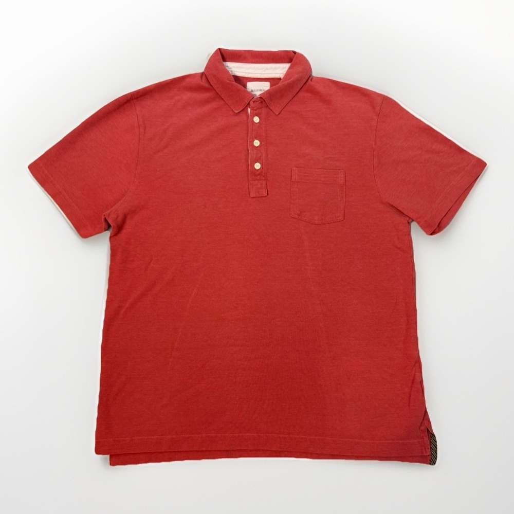 Billy Reid Shirt Men's Large Red Lightweight Outdoors Cotton Casual Polo